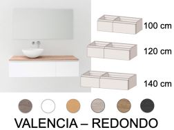 Szafka pod umywalkÄ z 2 szufladami 100 - 120 - 140 cm __plus__ umywalka nablatowa __plus__ lustro - VALENCIA REDONDO